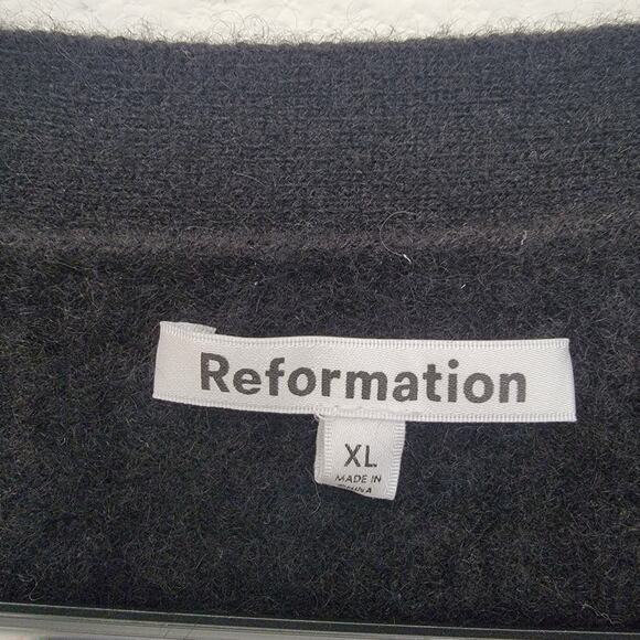 Reformation Sz XL Crop Cardigan Cable Knit Button Front Cashmere Cozy Academia - Picture 15 of 16